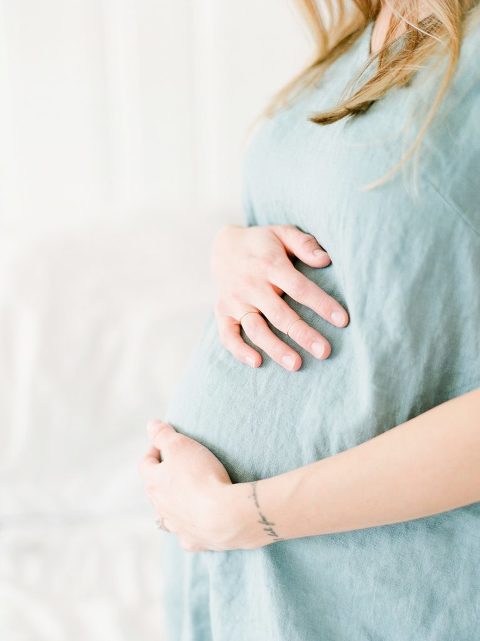 Nashville Maternity and Family Photographer- Blue Linen Maternity Dress with lots of natural light at a lifestyle fine art film Nashville maternity session 