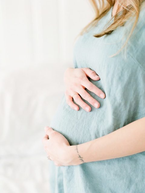 Nashville Maternity and Family Photographer- Blue Linen Maternity Dress with lots of natural light at a lifestyle fine art film Nashville maternity session 