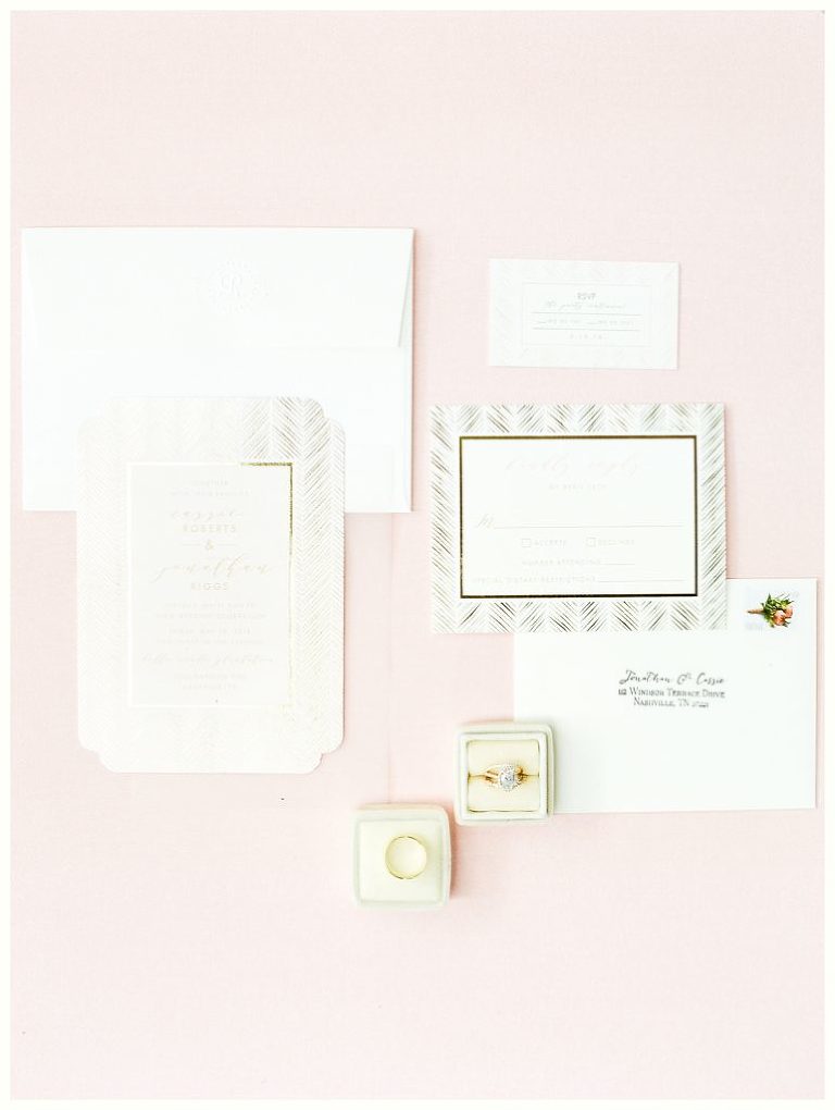 Spring Belle Meade Plantation Wedding Invitation Suite with blush